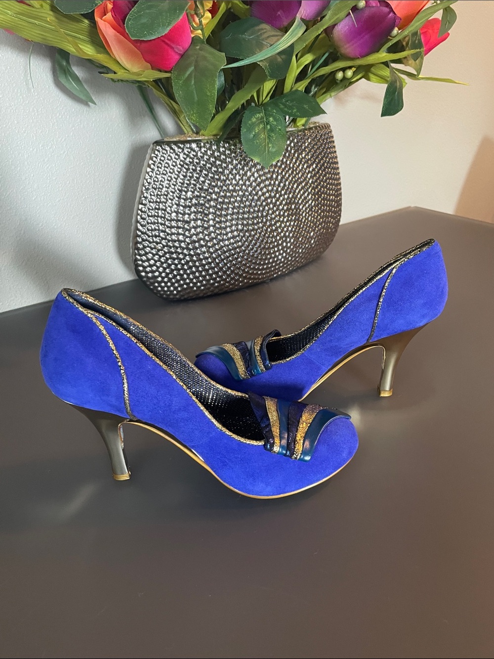 Irregular Choice Cobalt Blue Suede Leather Heels - Picture 3 of 6